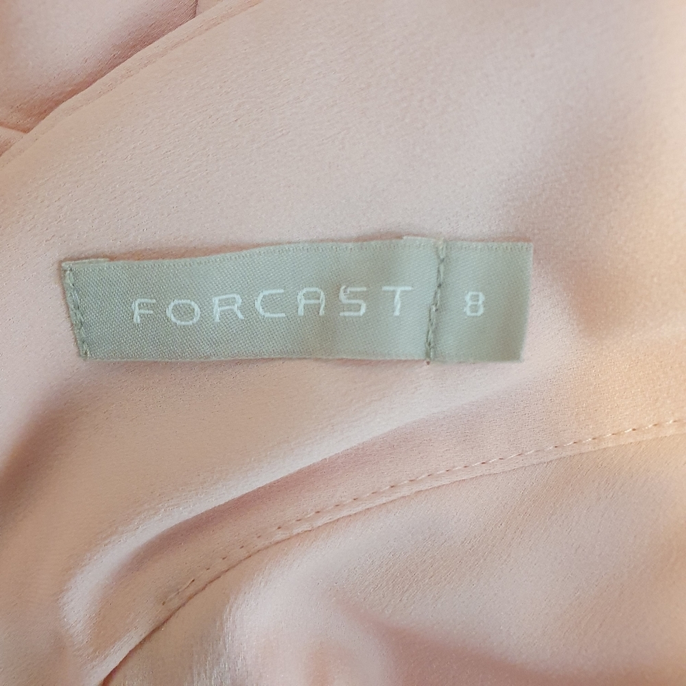 Forcast one shoulder midi dress Sze 8 Peach wrap frill draped bustier cocktail - Picture 5 of 7